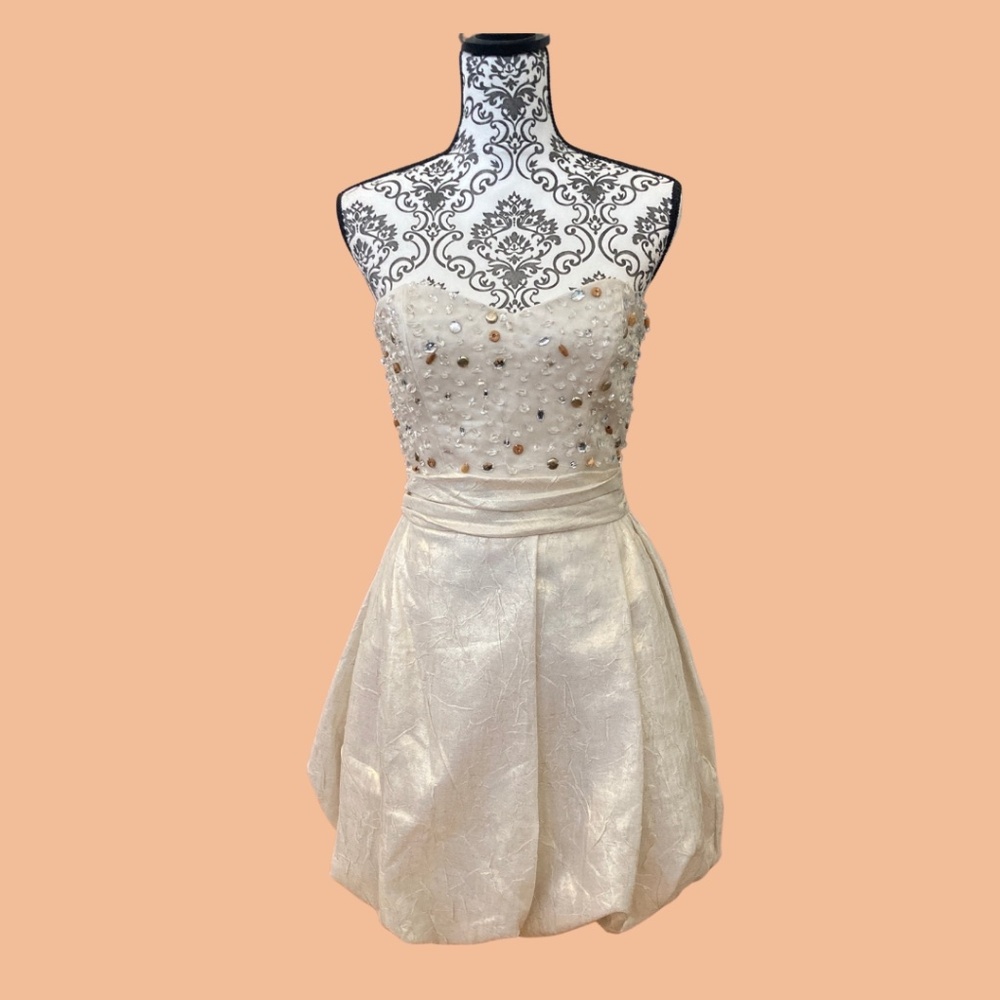Badgley Mischka Beaded Bubble Hem Cocktail Mini Dress Sz 4